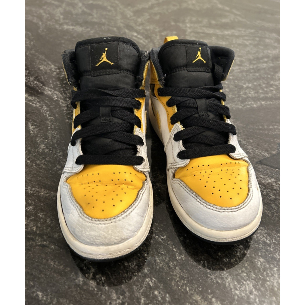 Nike AIR JORDAN 1 TODDLER Basketball Sneakers Size 13C Shoes Yellow Black White - Picture 4 of 16